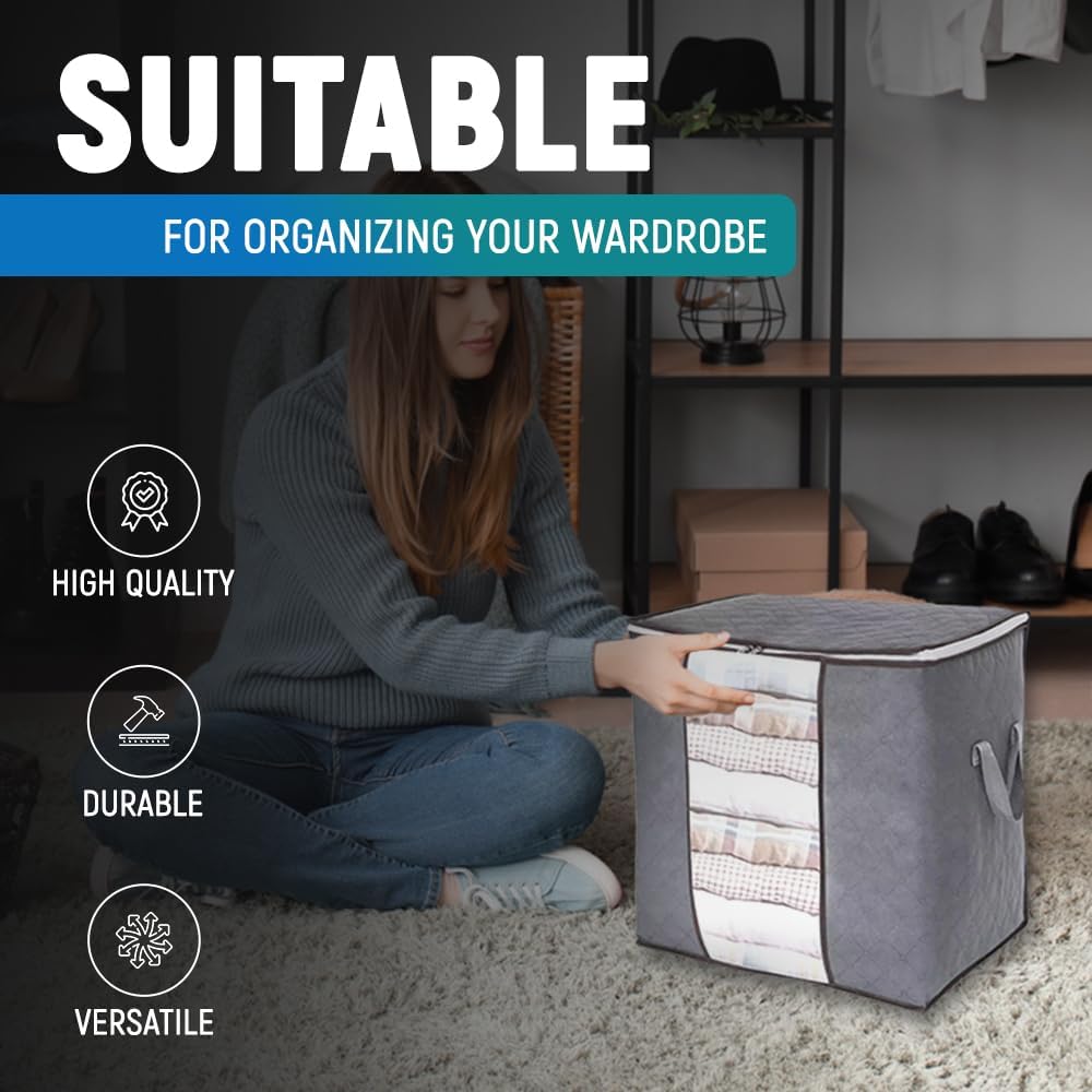 【Promotion】Large Capacity Clothes Storage Bag with Reinforced Handle, Thick Fabric, and Sturdy Zipper for Under-Bed Bedroom Accessories