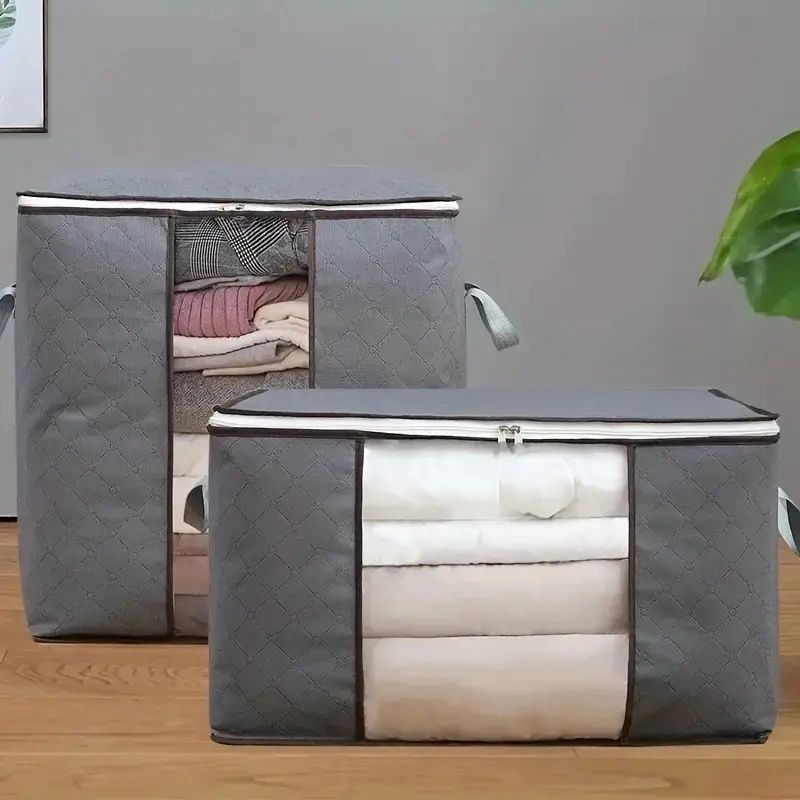 【Promotion】Large Capacity Clothes Storage Bag with Reinforced Handle, Thick Fabric, and Sturdy Zipper for Under-Bed Bedroom Accessories