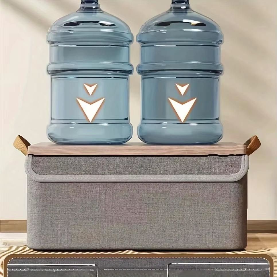 【Promotion】Fabric Closet Storage Bins with Cover, Dark Gray Storage Baskets for Closet Organization, Large,46x30x20cm