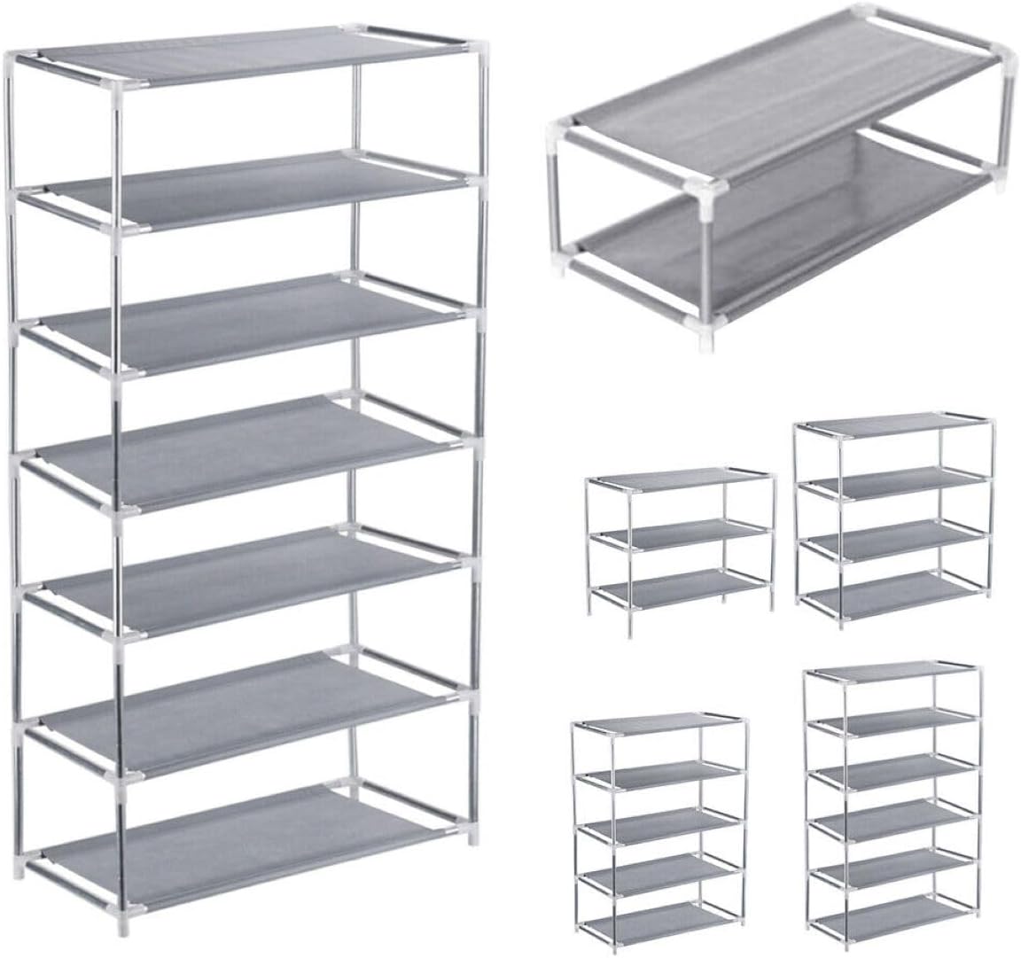 【Promotion】7-Tier Tall Shoe Rack,Large Sturdy Shoe Shelf Organizer, Non-Woven Fabric Free Standing Shoe Racks for Entryway, Hallway and Closet,30x60x120cm