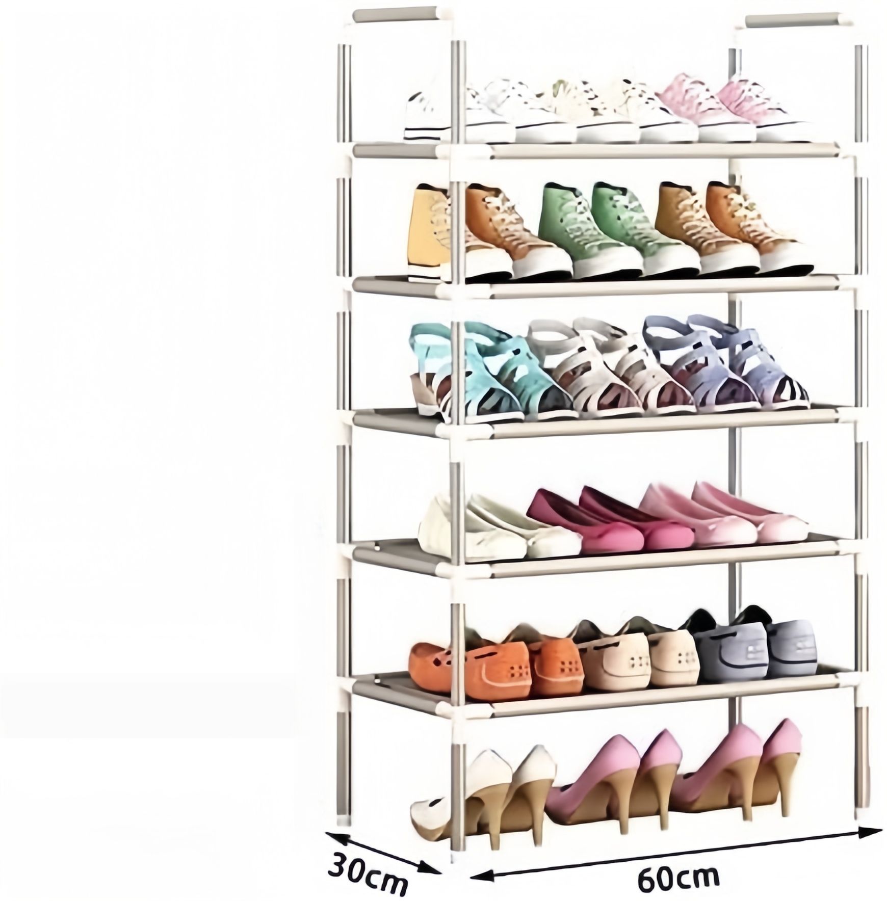 【Promotion】7-Tier Tall Shoe Rack,Large Sturdy Shoe Shelf Organizer, Non-Woven Fabric Free Standing Shoe Racks for Entryway, Hallway and Closet,30x60x120cm