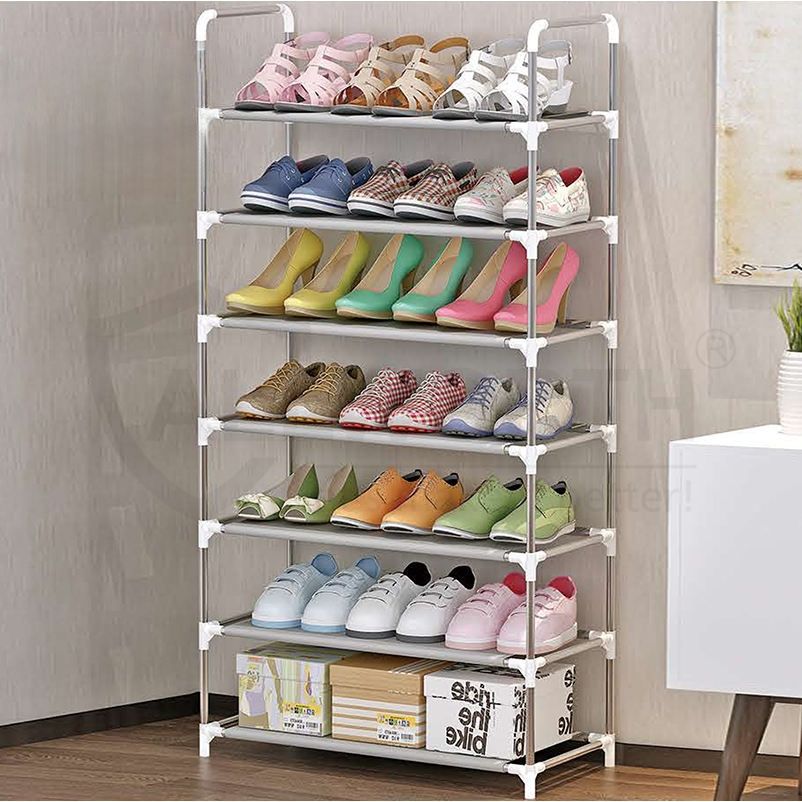 【Promotion】7-Tier Tall Shoe Rack,Large Sturdy Shoe Shelf Organizer, Non-Woven Fabric Free Standing Shoe Racks for Entryway, Hallway and Closet,30x60x120cm