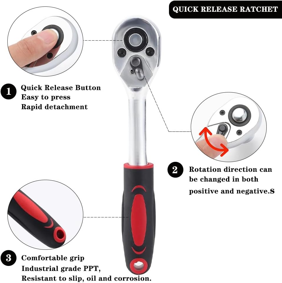 【Promotion】46 Piece Multifunctional Ratchet Socket Set Wrench Batch Head Ratchet Pawl Socket Spanner Screwdriver