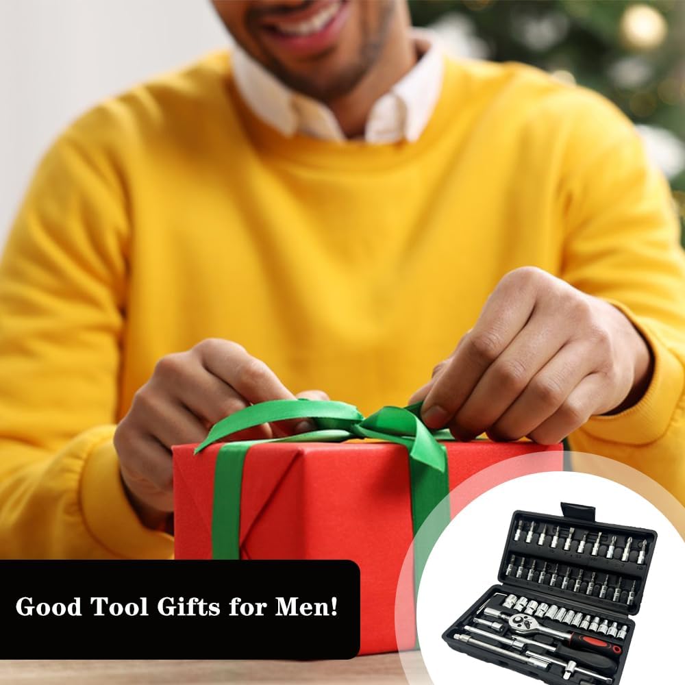 【Promotion】46 Piece Multifunctional Ratchet Socket Set Wrench Batch Head Ratchet Pawl Socket Spanner Screwdriver