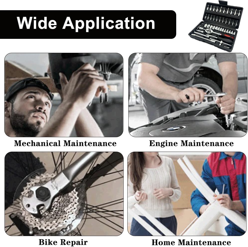 【Promotion】46 Piece Multifunctional Ratchet Socket Set Wrench Batch Head Ratchet Pawl Socket Spanner Screwdriver