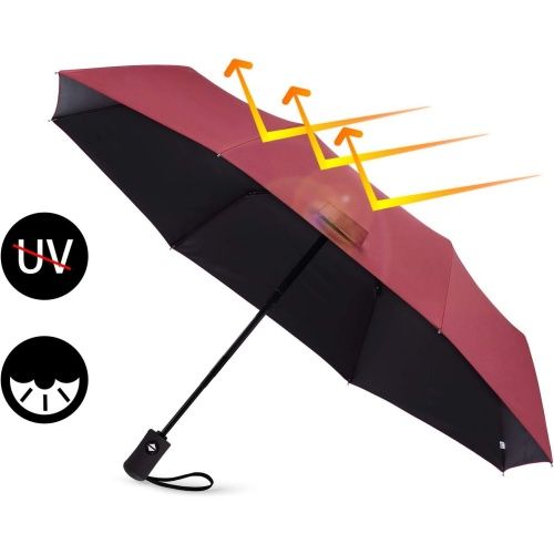 Travel Essentials Umbrella Windproof Compact Collapsible Light, Automatic, Strong and Portable, Wind Resistant Folding Small Umbrella for Rain