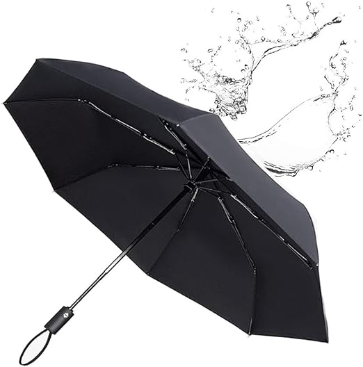 Travel Essentials Umbrella Windproof Compact Collapsible Light, Automatic, Strong and Portable, Wind Resistant Folding Small Umbrella for Rain