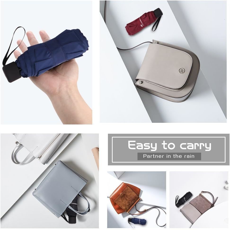 Travel Essentials Umbrella Windproof Compact Collapsible Light, Automatic, Strong and Portable, Wind Resistant Folding Small Umbrella for Rain
