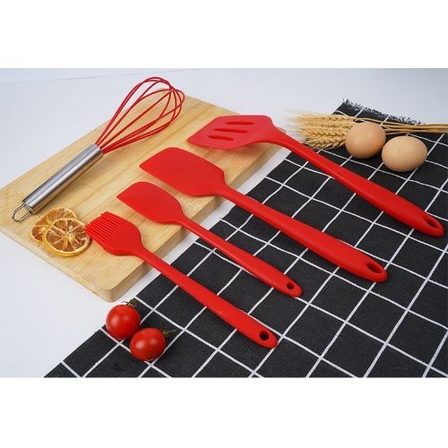 5PCS Heat Resistant Kitchen Utensils Food Grade Silicone Cooking Utensils Spatula Kitchen Accessories Cookware Set for Baking
