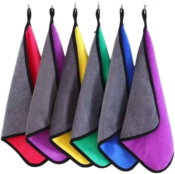 【Random color 】10 Pack Extra Thick Reusable Microfiber Cleaning Cloths, Dual-Layer Dual-Color Super Absorbent Kitchen Towels for Dishes, Glass, Floors & Car Care