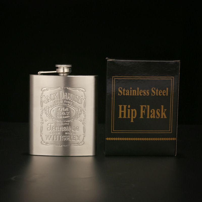 Hip Flask Gift Set of 4, 7 Oz Drinking Flasks for Liquor for Men Women, Stainless Steel Alcohol Whiskey Flask with Funnel & 2 Cups, Metal Pocket Flask Gift Box for Wedding Groomsmen