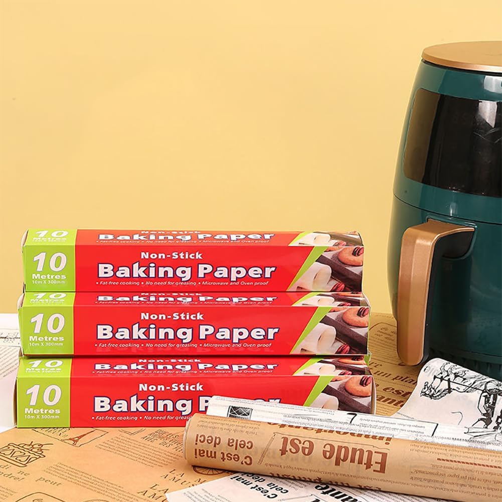 Baking Parchment Paper 10M Microwave Oven Cooking Sheet Non-Stick Baking Liners Sheets for Cook Grilling Air Fryer Bread Cup Cake Cookie BBQ