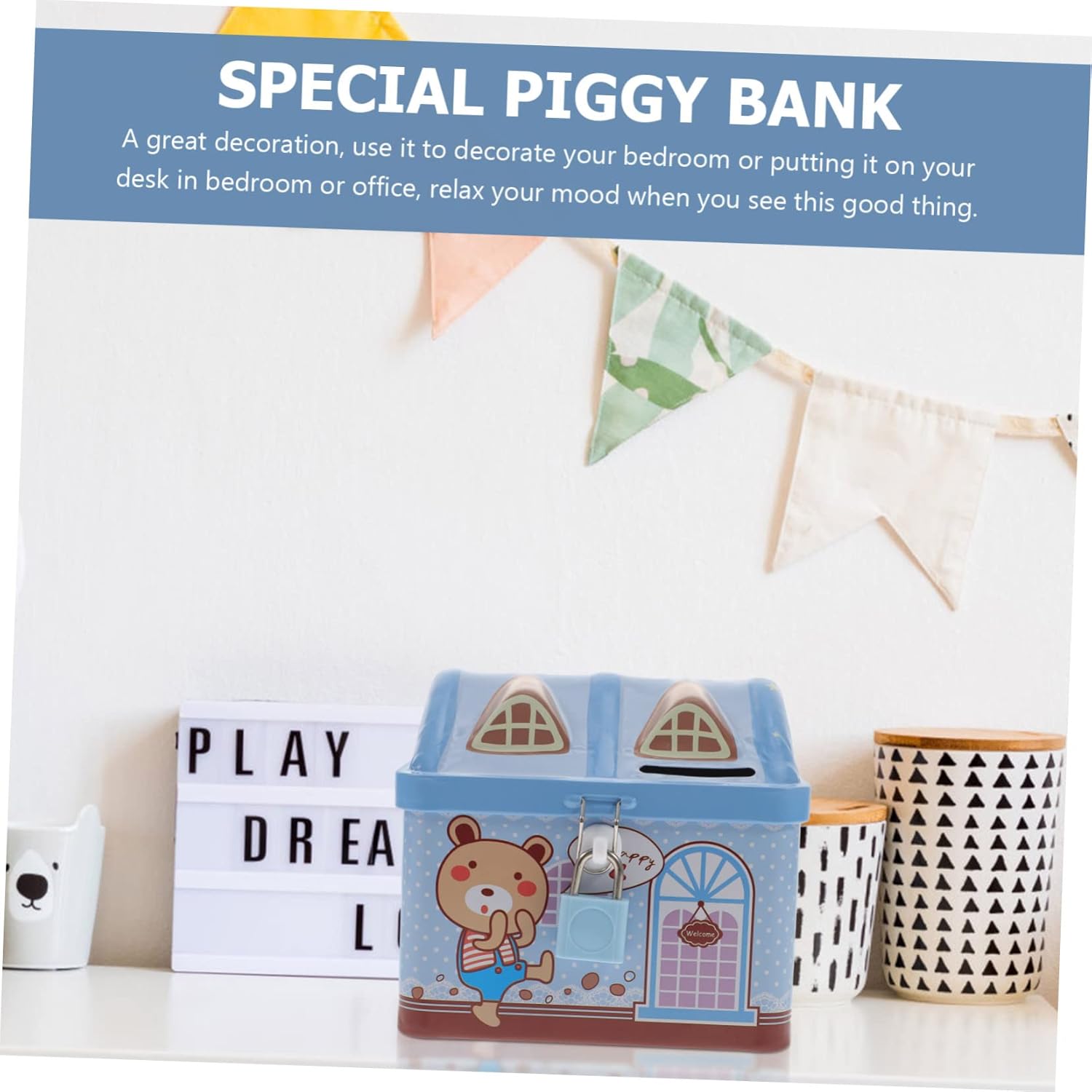 Piggy Bank,decorative piggy bank Car Piggy Bank Cute Car Saving Pot Coin Bank Saving Coin Box With Lock Tinplate Metal Money Bank For Kid Gift
