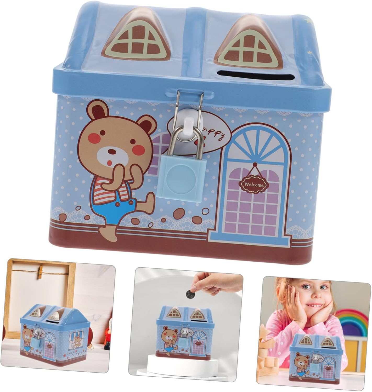 Piggy Bank,decorative piggy bank Car Piggy Bank Cute Car Saving Pot Coin Bank Saving Coin Box With Lock Tinplate Metal Money Bank For Kid Gift