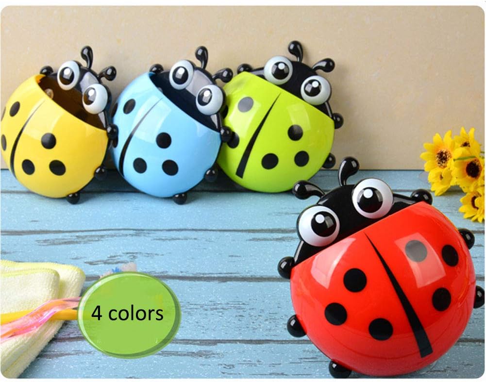 1pc Cute Ladybug Toothbrush Holder - No-Drill, Wall-Mounted Suction Cup Storage Rack for Bathroom Organization, Christmas/Halloween Gift Decoration