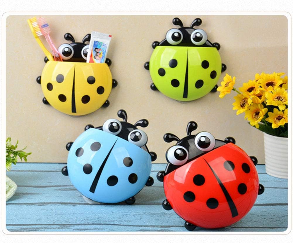 1pc Cute Ladybug Toothbrush Holder - No-Drill, Wall-Mounted Suction Cup Storage Rack for Bathroom Organization, Christmas/Halloween Gift Decoration