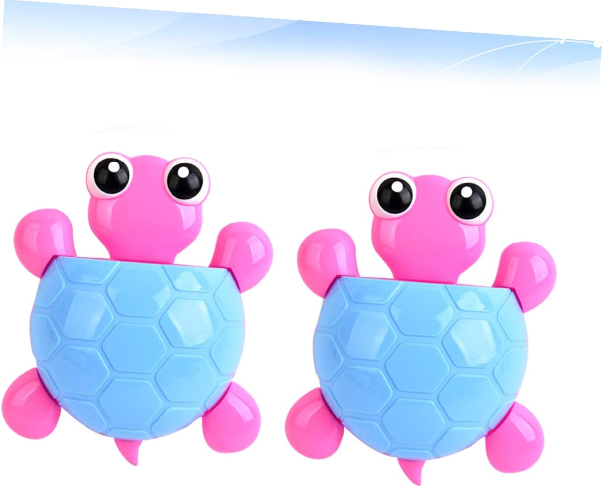 1Pcs Cute Turtle Design Toothbrush Holder - Plastic Wall Mount Bathroom Organizer with Suction Cup - Cartoon Storage Rack for Toothbrush & Toothpaste - No Electricity Needed - Home Decor Accessory