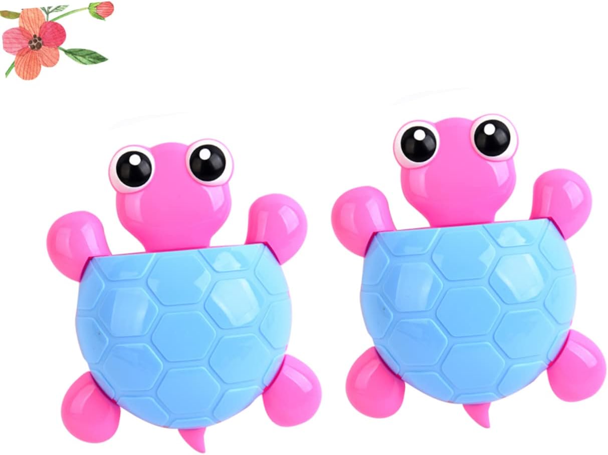 1Pcs Cute Turtle Design Toothbrush Holder - Plastic Wall Mount Bathroom Organizer with Suction Cup - Cartoon Storage Rack for Toothbrush & Toothpaste - No Electricity Needed - Home Decor Accessory