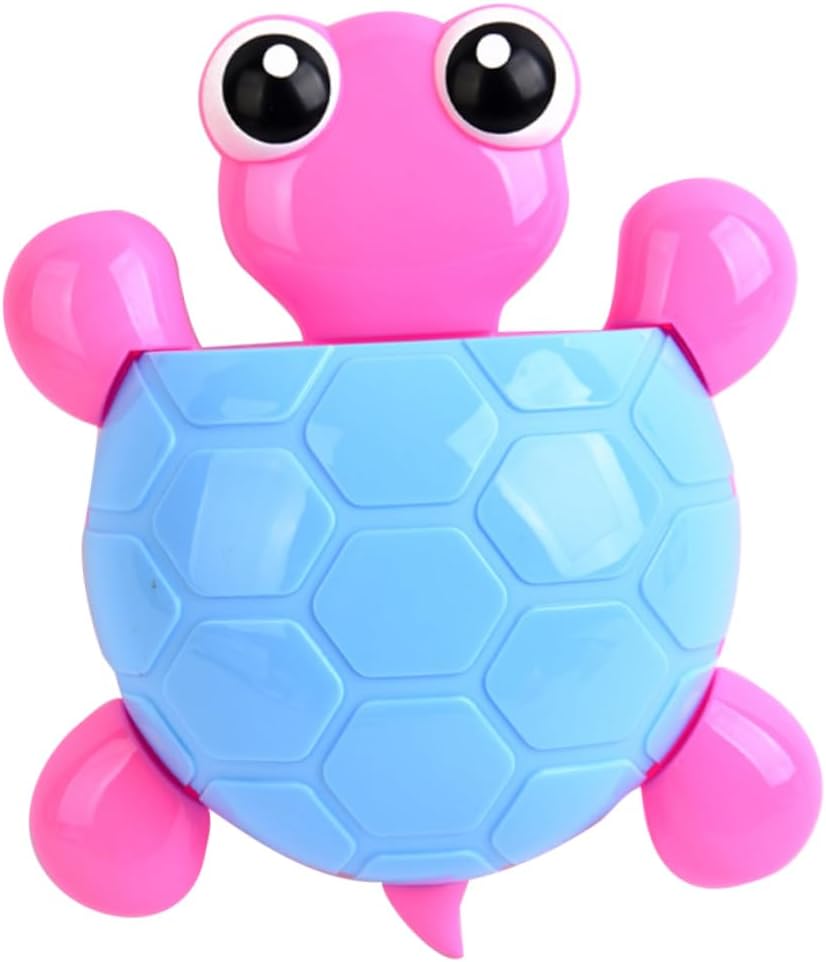 1Pcs Cute Turtle Design Toothbrush Holder - Plastic Wall Mount Bathroom Organizer with Suction Cup - Cartoon Storage Rack for Toothbrush & Toothpaste - No Electricity Needed - Home Decor Accessory