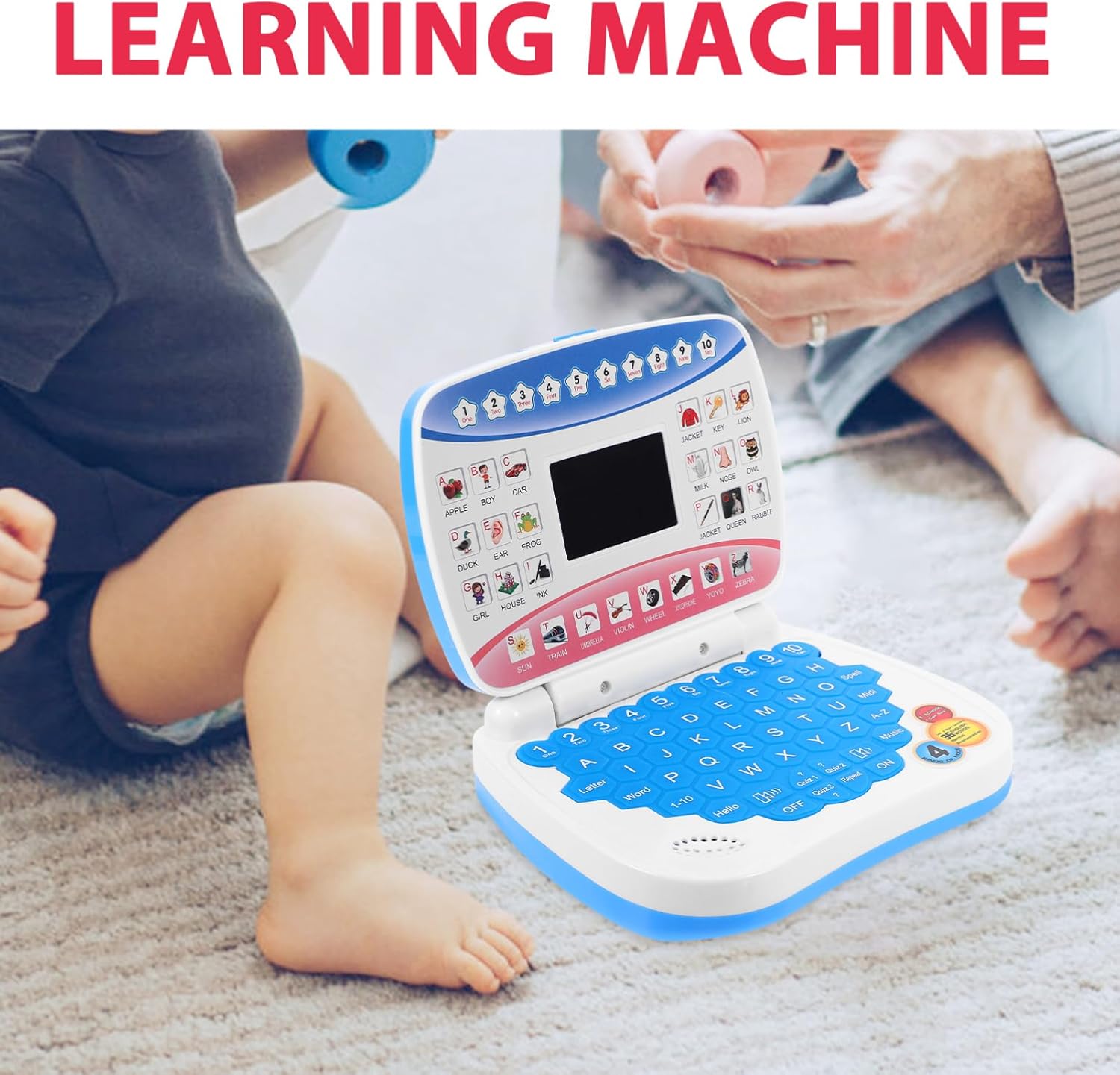 Electronic Learning Toy, Mini Learning Computer Toy, Compact and Portable, English Learning, Letters, Numbers, Music Multi-Functional, Suitable for Boys and Girls Over, Educational Toy, Christmas Gift