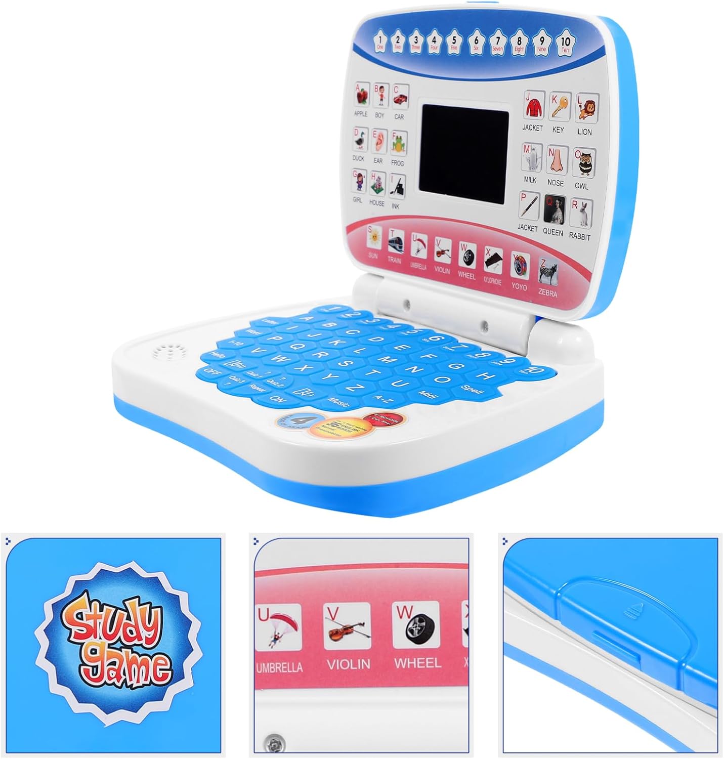 Electronic Learning Toy, Mini Learning Computer Toy, Compact and Portable, English Learning, Letters, Numbers, Music Multi-Functional, Suitable for Boys and Girls Over, Educational Toy, Christmas Gift