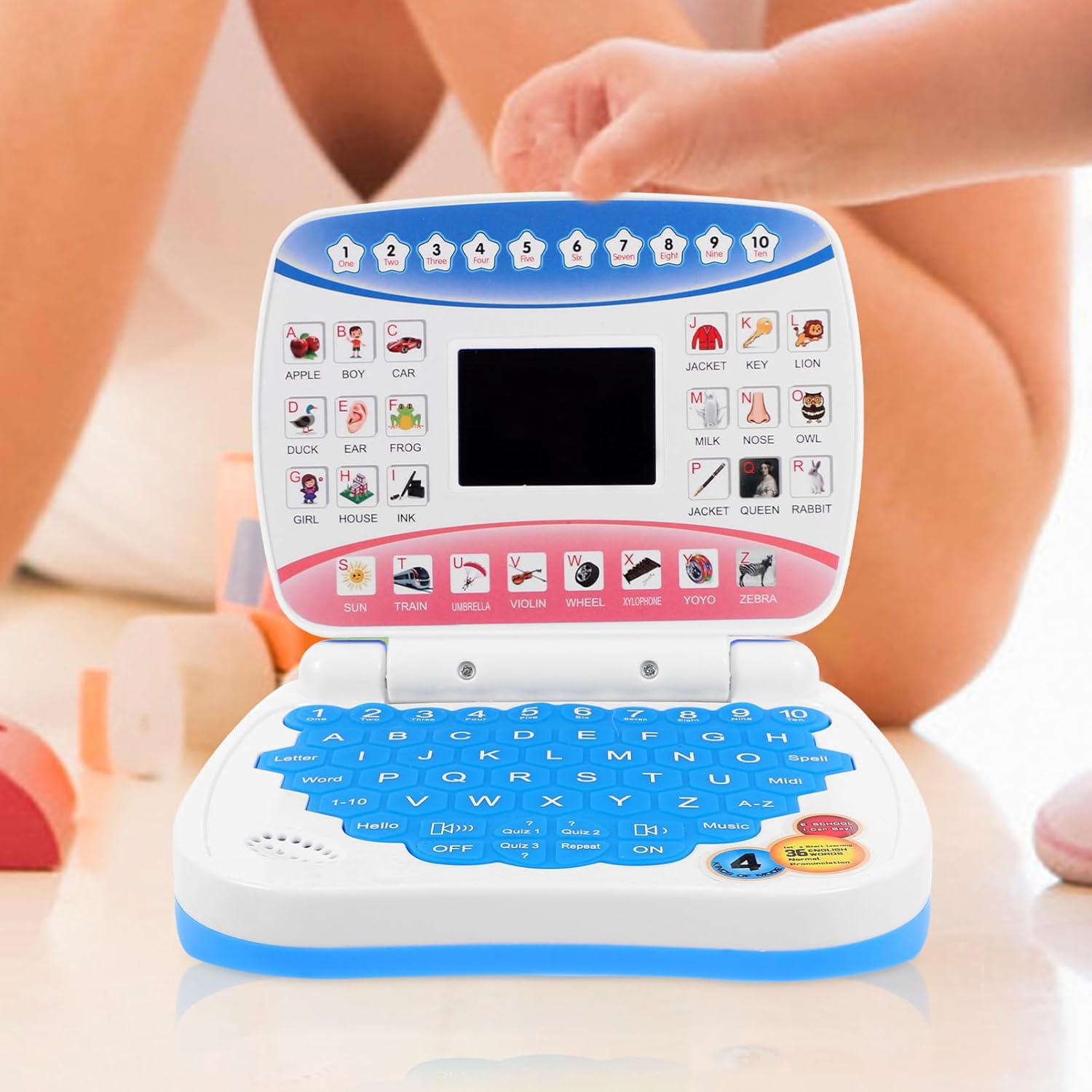 Electronic Learning Toy, Mini Learning Computer Toy, Compact and Portable, English Learning, Letters, Numbers, Music Multi-Functional, Suitable for Boys and Girls Over, Educational Toy, Christmas Gift
