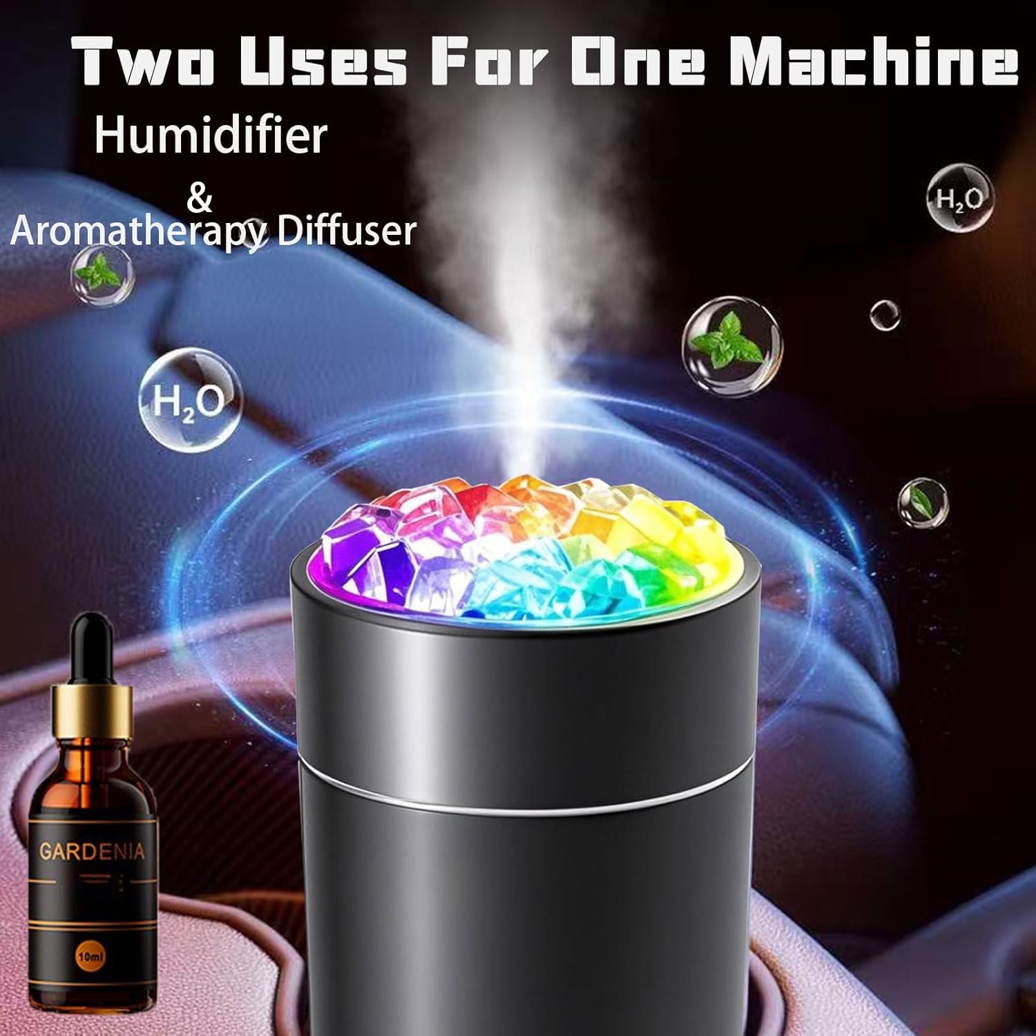 USB Humidifier And Aromatherapy Machine, With Cold Fog And Night Light Atmosphere Light Humidifier, Aromatherapy Spray Is Suitable For Cars, Bedrooms, Living Rooms, Desks, Mini Color Lights Car Humidi