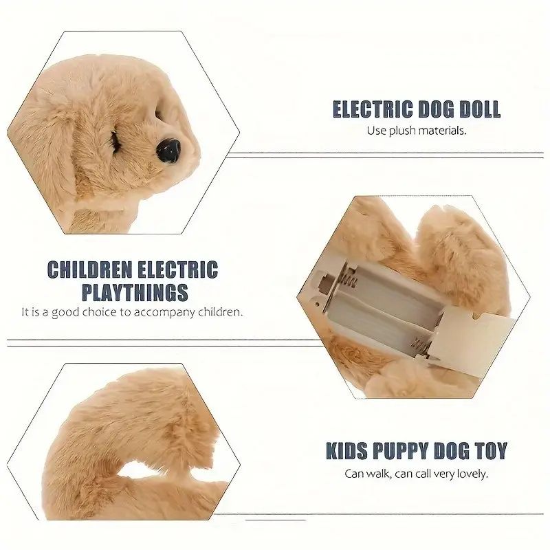 New Electric Pet Electronic Dog Toy, It Can Run And Bark, Move Back And Forth, Interactive Toy Electronic Stuffed Dog, Birthday Gift