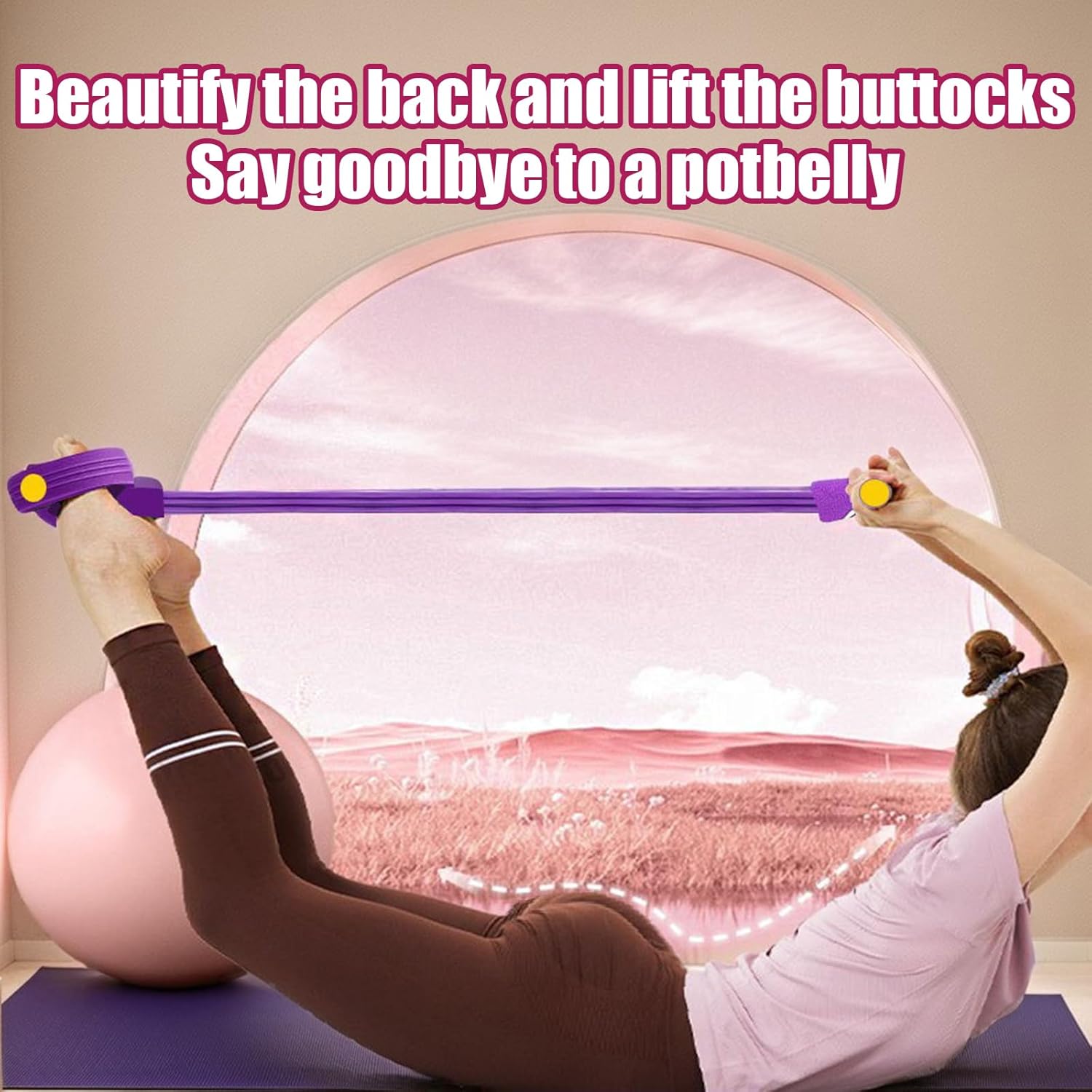 4 Tube Pedal Ankle Puller Sit Up Leg Stretch Rope Exercise Bands with Handles, Yoga Strap Bodybuilding Expander, Fitness Equipment Waist, Arm, Stretching Slimming Training Fitness Resistance Bands