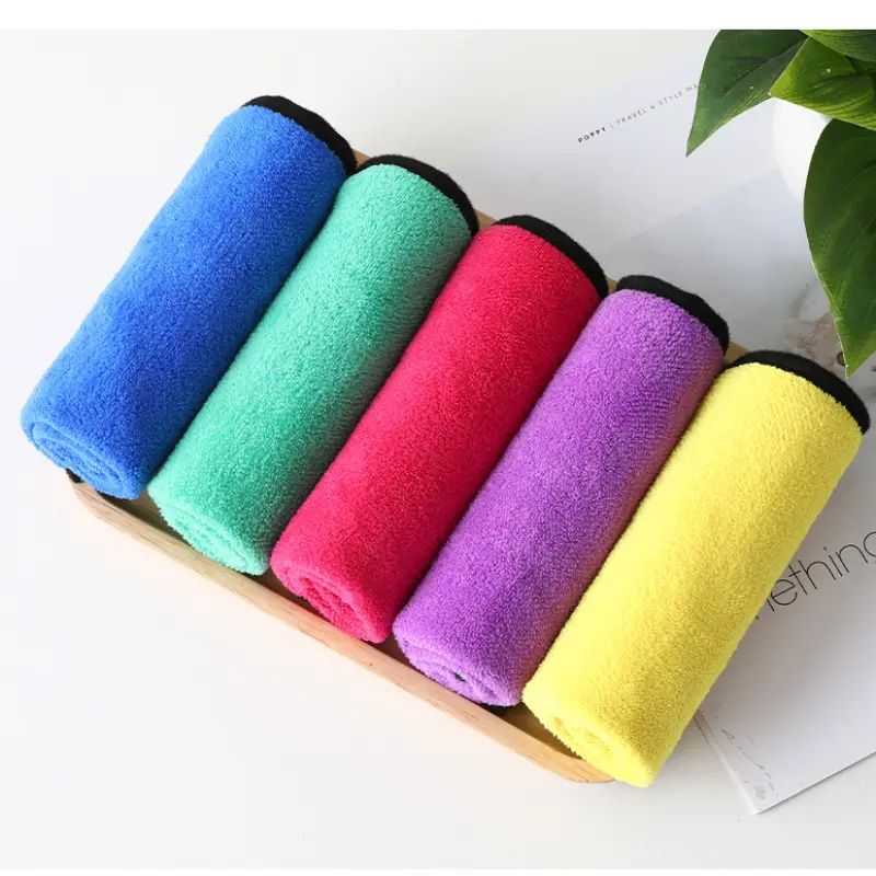 【Random color 】10 Pack Extra Thick Reusable Microfiber Cleaning Cloths, Dual-Layer Dual-Color Super Absorbent Kitchen Towels for Dishes, Glass, Floors & Car Care