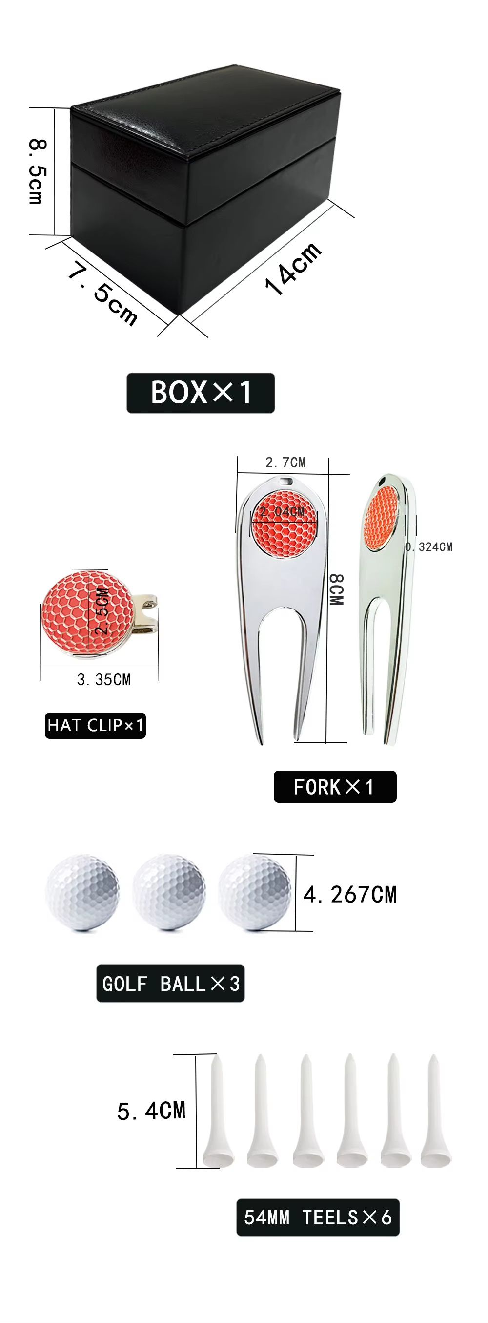 【Clearance Sale】Golf Accessories With Storage Box 3 Balls 6 Tees Unique Golf Ball Set Pu Leather Divot Repair Tool For Golf Sport Gift