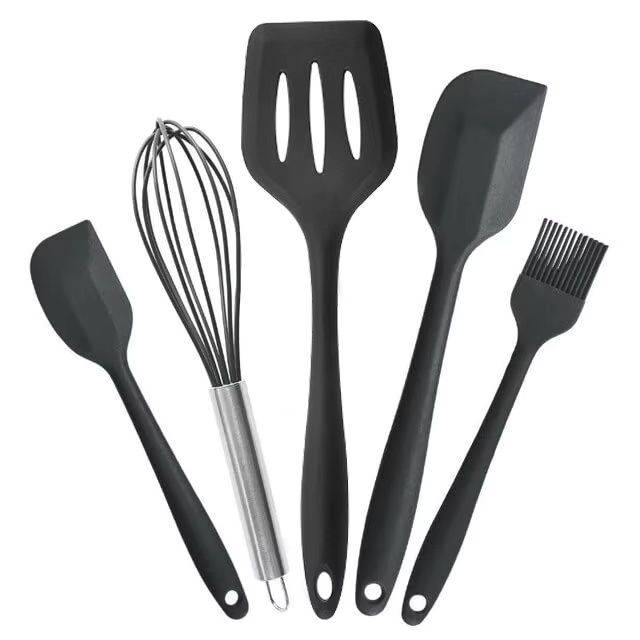 5PCS Heat Resistant Kitchen Utensils Food Grade Silicone Cooking Utensils Spatula Kitchen Accessories Cookware Set for Baking