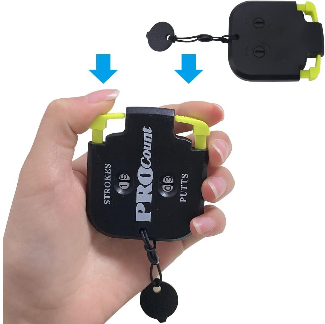 Golf Stroke Counter, Mini Golf Shot Clicker Counter Portable Golf Score Keeper with Dial Reset Tool Key Chain for Outdoor Sport Scoreboard Games Golf Accessories