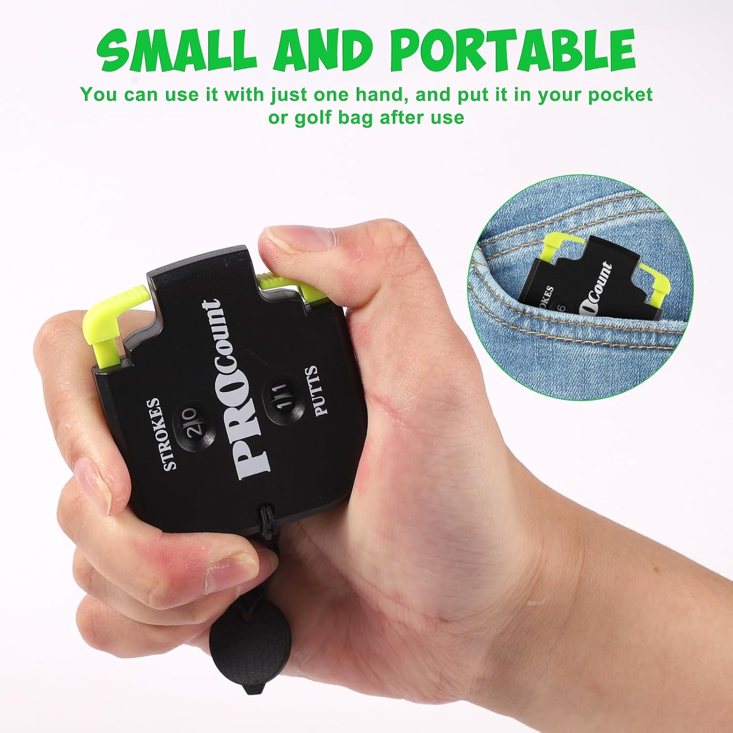 Golf Stroke Counter, Mini Golf Shot Clicker Counter Portable Golf Score Keeper with Dial Reset Tool Key Chain for Outdoor Sport Scoreboard Games Golf Accessories