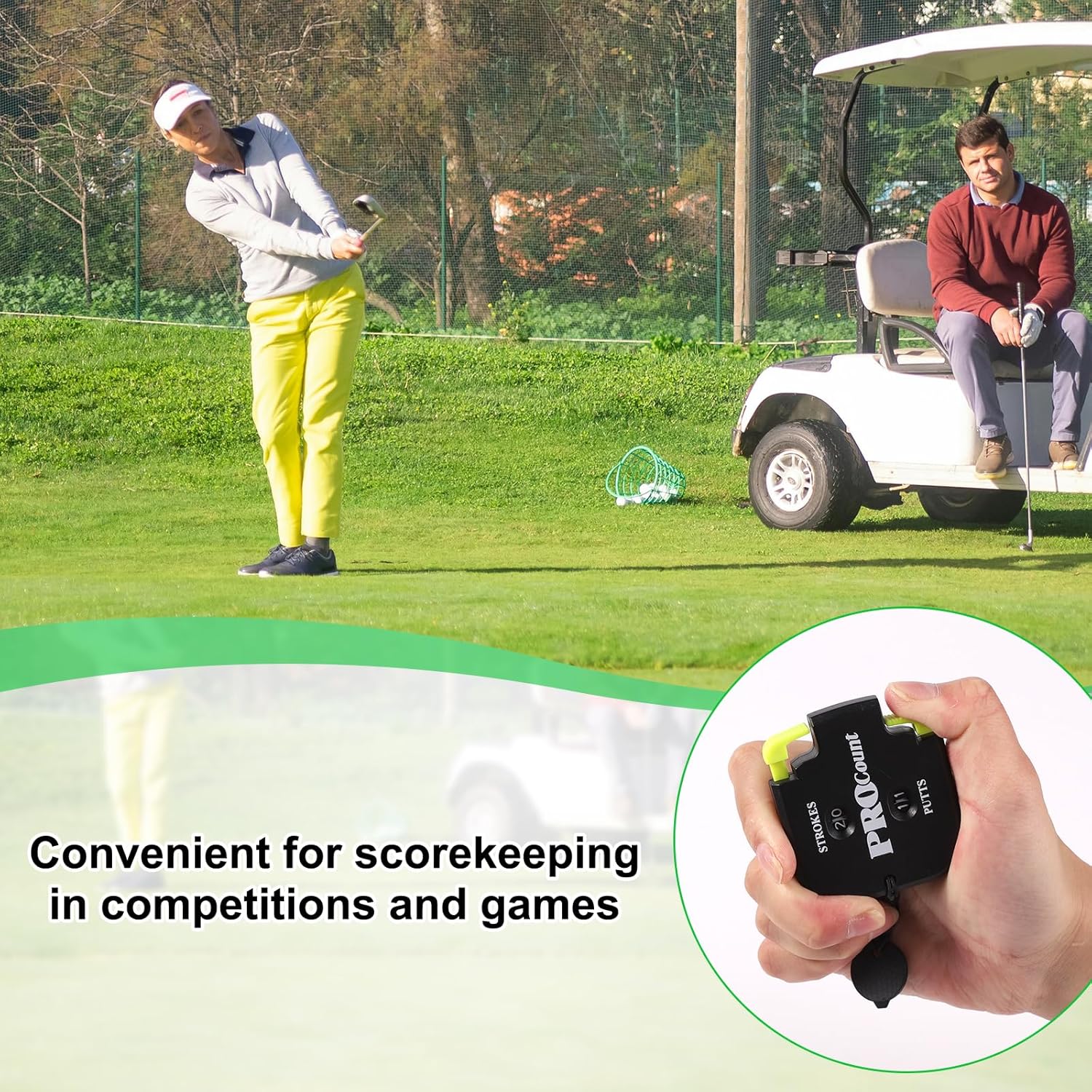 Golf Stroke Counter, Mini Golf Shot Clicker Counter Portable Golf Score Keeper with Dial Reset Tool Key Chain for Outdoor Sport Scoreboard Games Golf Accessories