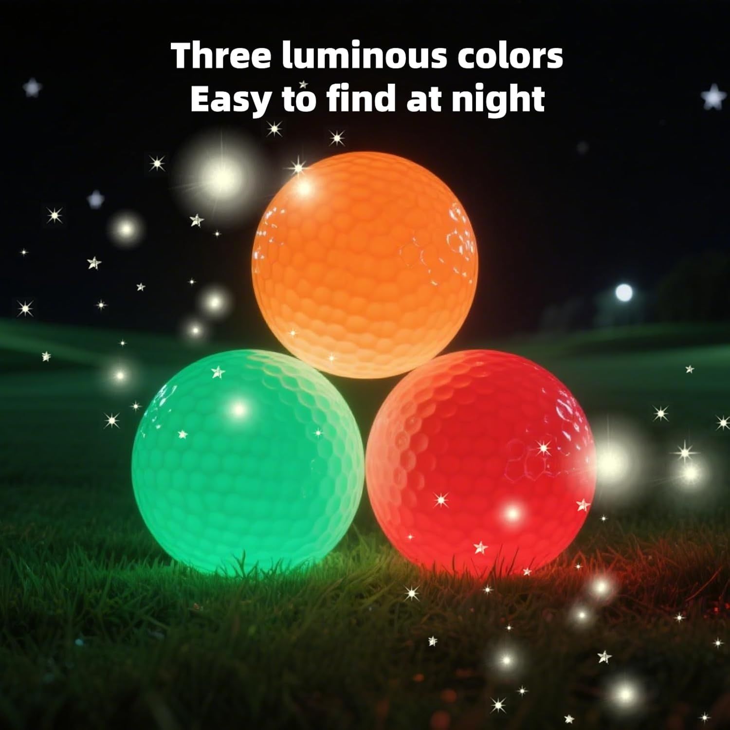 6 Pack Glow in The Dark Golf Balls Light up Night Led Golf Balls Gift Sets for Men Kids Women,Multi Colors of Orange, Red, Green