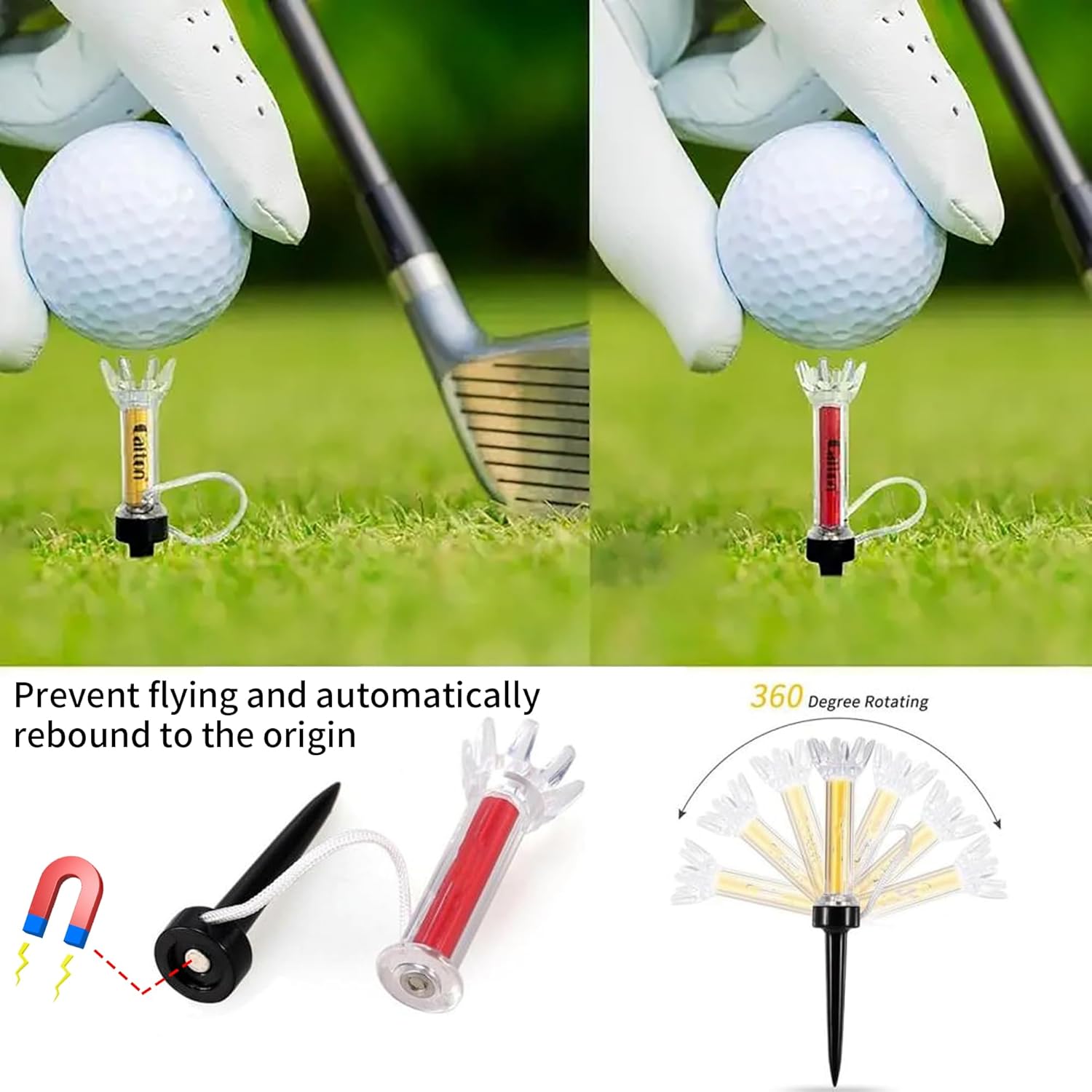 Golf Tees, 5Pcs Flexible Magnetic Plastic Golf Tee Training Practice Tool for Perfect Trajectory, Golf Accessories for Men