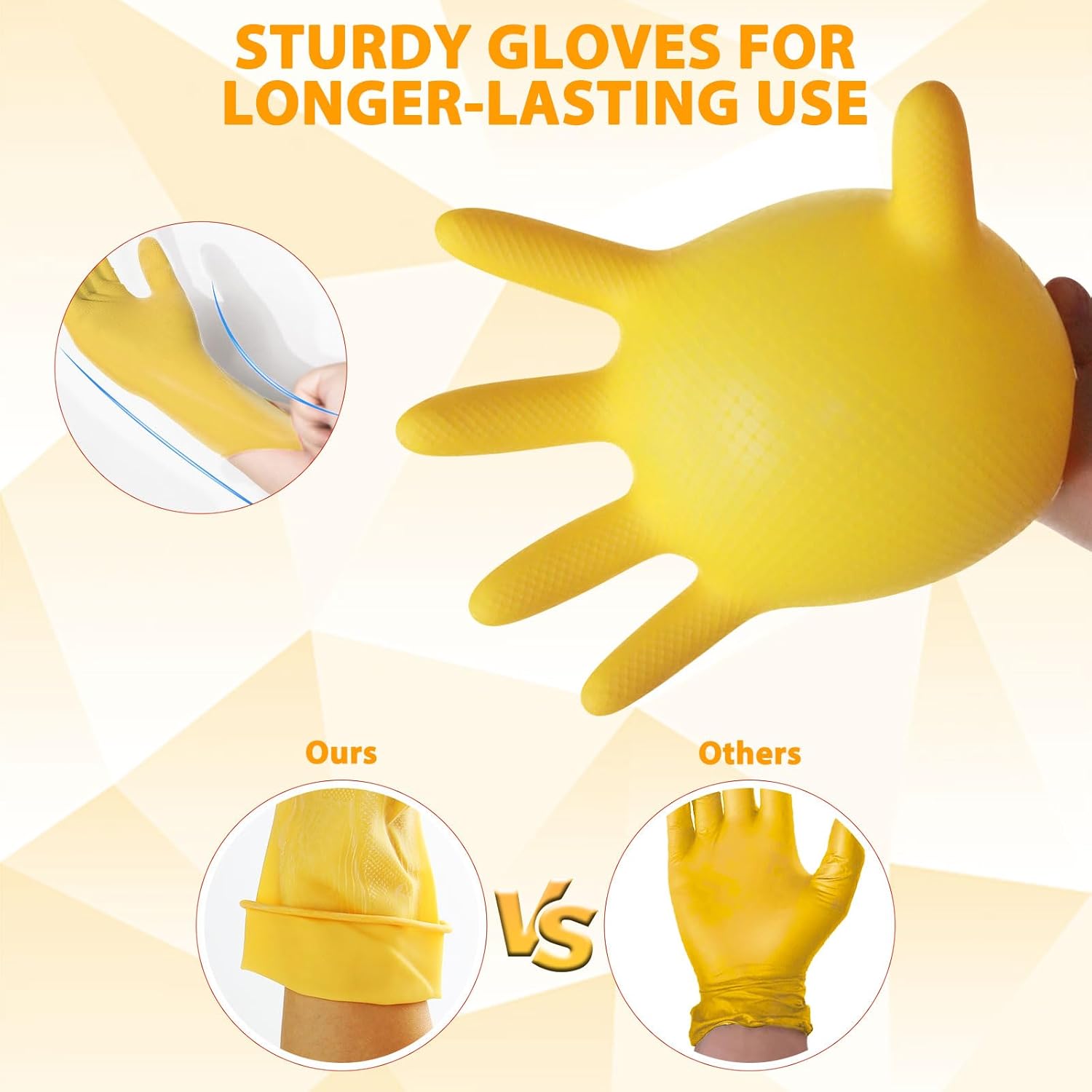 Thicken Rubber Gloves, Bouncy, Reusable Cleaning Gloves, Without Pungent Smell, Non-Slip Gloves for Kitchen and Household,1 Pair