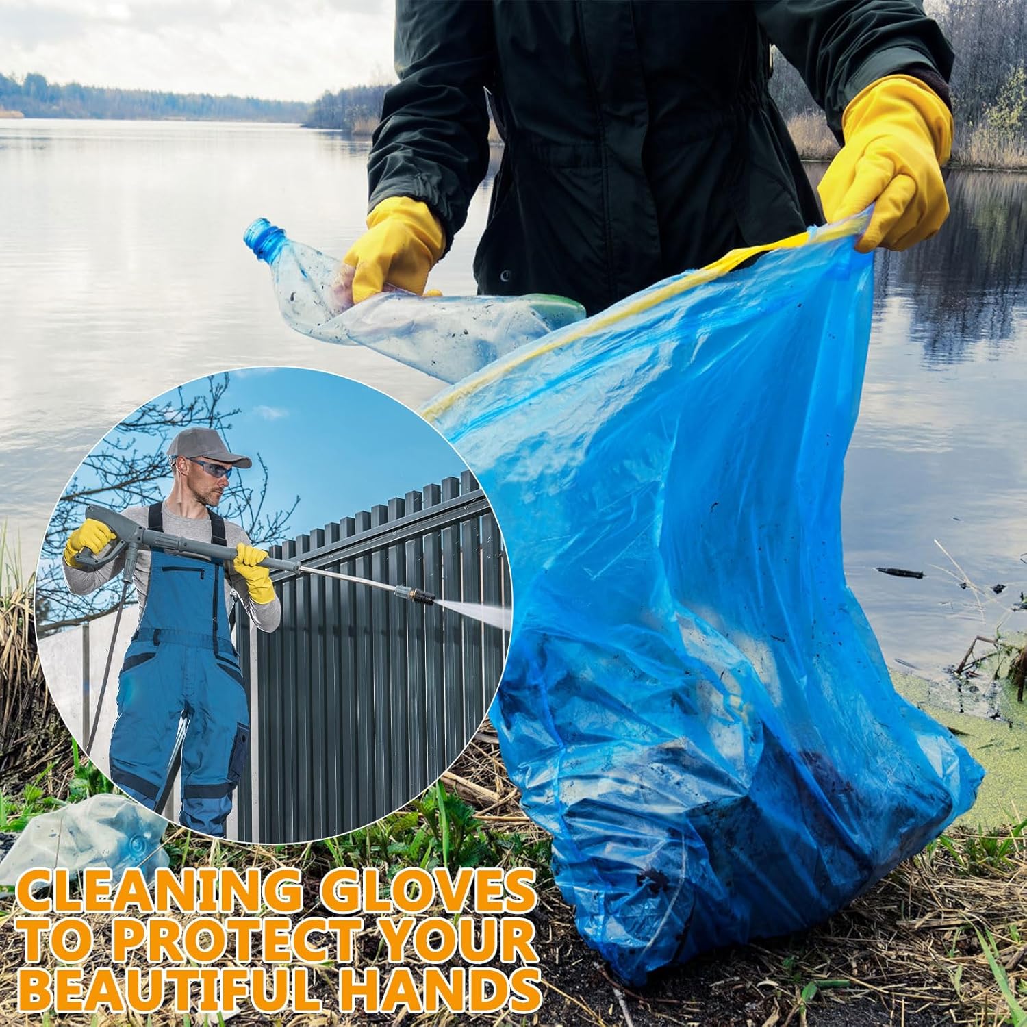 Thicken Rubber Gloves, Bouncy, Reusable Cleaning Gloves, Without Pungent Smell, Non-Slip Gloves for Kitchen and Household,1 Pair