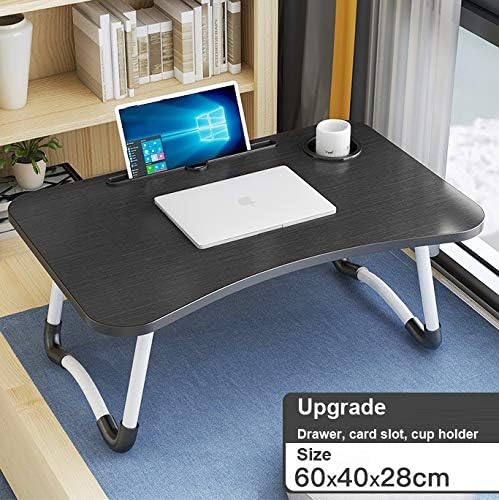 Lap Desk with Storage Drawer, Holders for Cup and Tablet, Laptop Bed Tray Table with Foldable Legs, Laptop Bed Stand, Portable Standing Table for Sofa Couch Floor