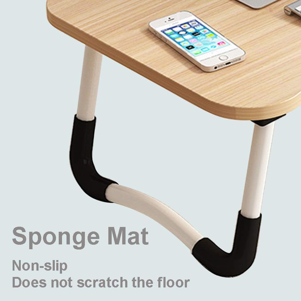 Lap Desk with Storage Drawer, Holders for Cup and Tablet, Laptop Bed Tray Table with Foldable Legs, Laptop Bed Stand, Portable Standing Table for Sofa Couch Floor