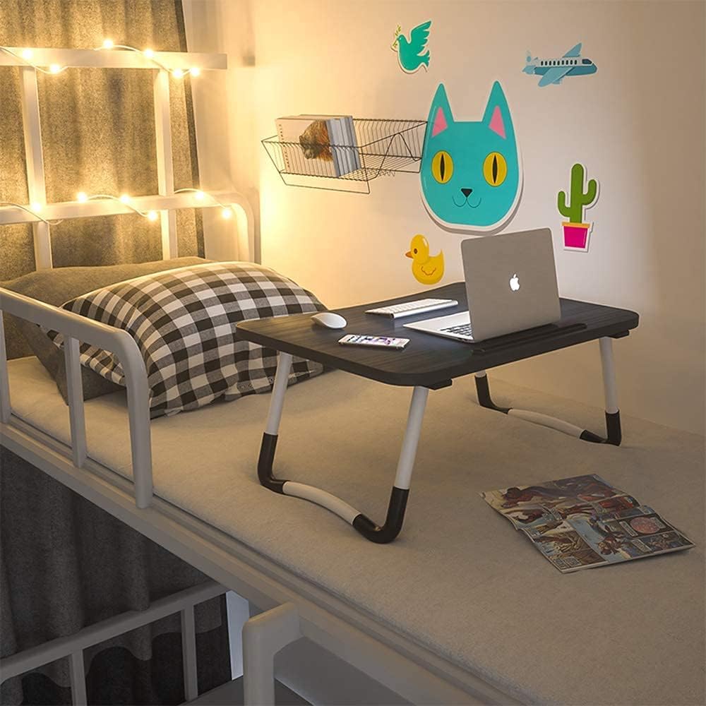 Lap Desk with Storage Drawer, Holders for Cup and Tablet, Laptop Bed Tray Table with Foldable Legs, Laptop Bed Stand, Portable Standing Table for Sofa Couch Floor