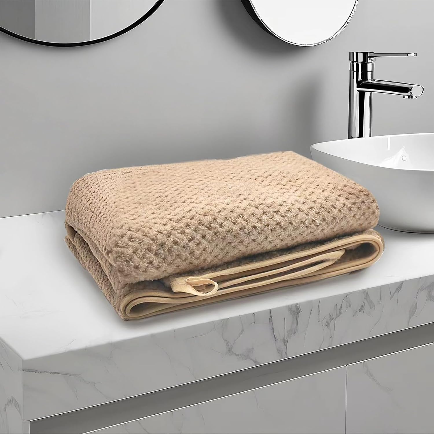 1 Pack Bath Towel Large,70×140 cm,Coral Fleece Highly Absorbent Lightweight and Quick Drying Shower Towels for Body, Sport,Beach,Bathroom,Brown