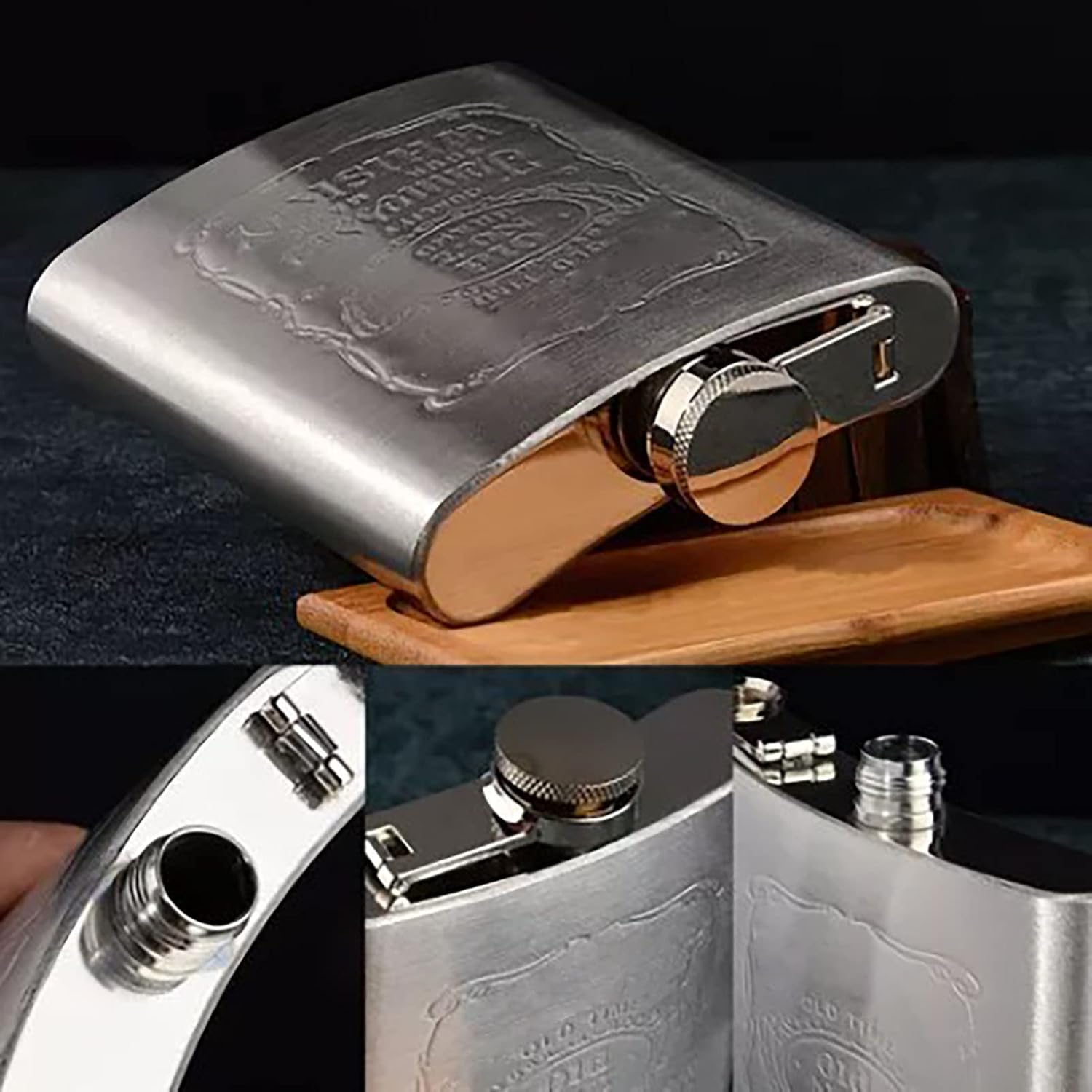 Hip Flask Gift Set of 4, 7 Oz Drinking Flasks for Liquor for Men Women, Stainless Steel Alcohol Whiskey Flask with Funnel & 2 Cups, Metal Pocket Flask Gift Box for Wedding Groomsmen