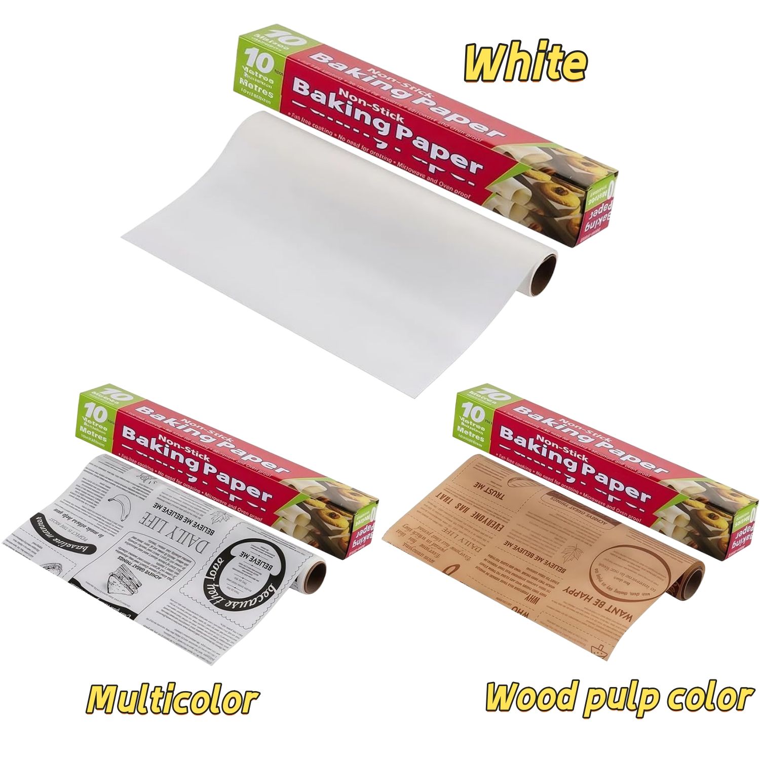Baking Parchment Paper 10M Microwave Oven Cooking Sheet Non-Stick Baking Liners Sheets for Cook Grilling Air Fryer Bread Cup Cake Cookie BBQ