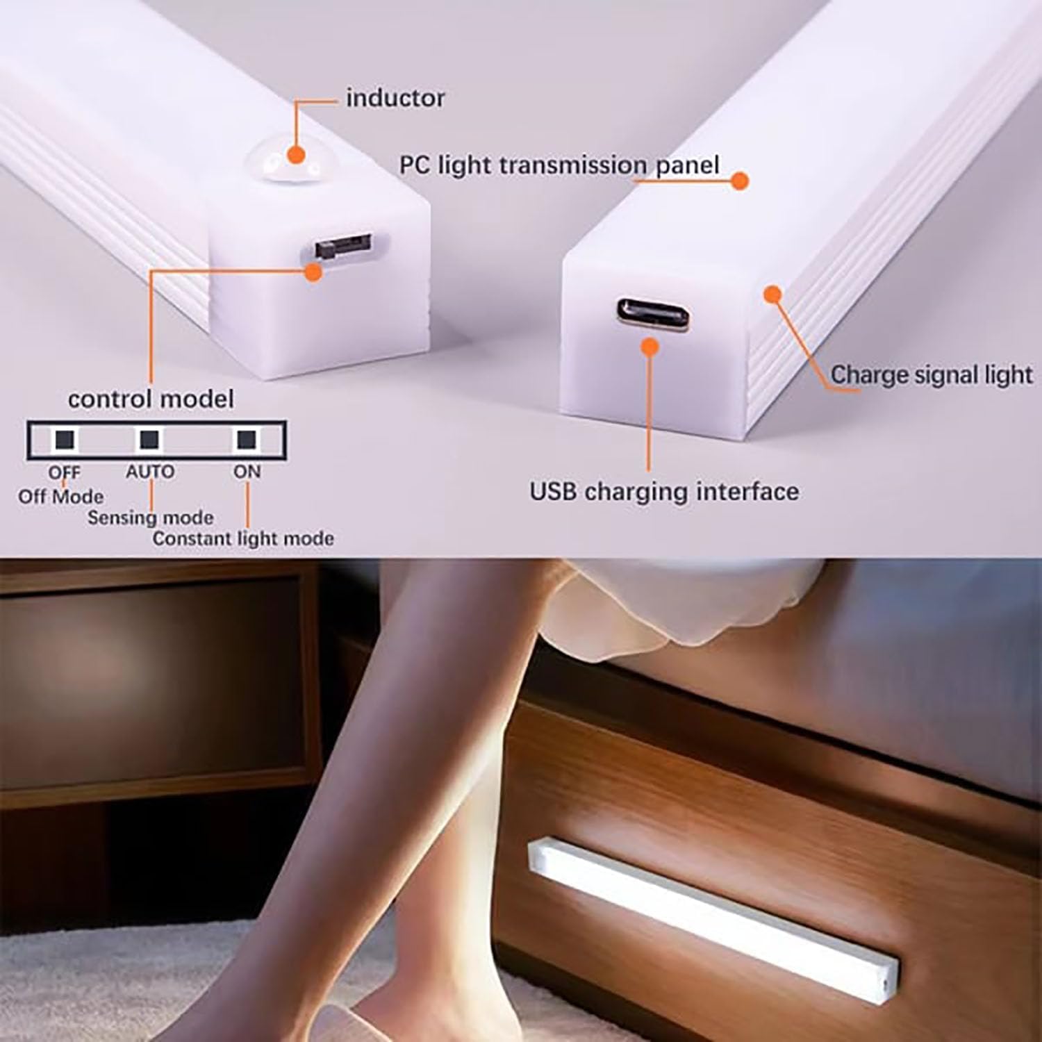 LED Motion Sensor Bars Lights - 30cm Wireless Under Cabinet Lighting, LED Closet Lights, Build in Rechargeable Battery, Stick-on Magnetic Motion Sensor Light Indoor for Kitchen, Stairway