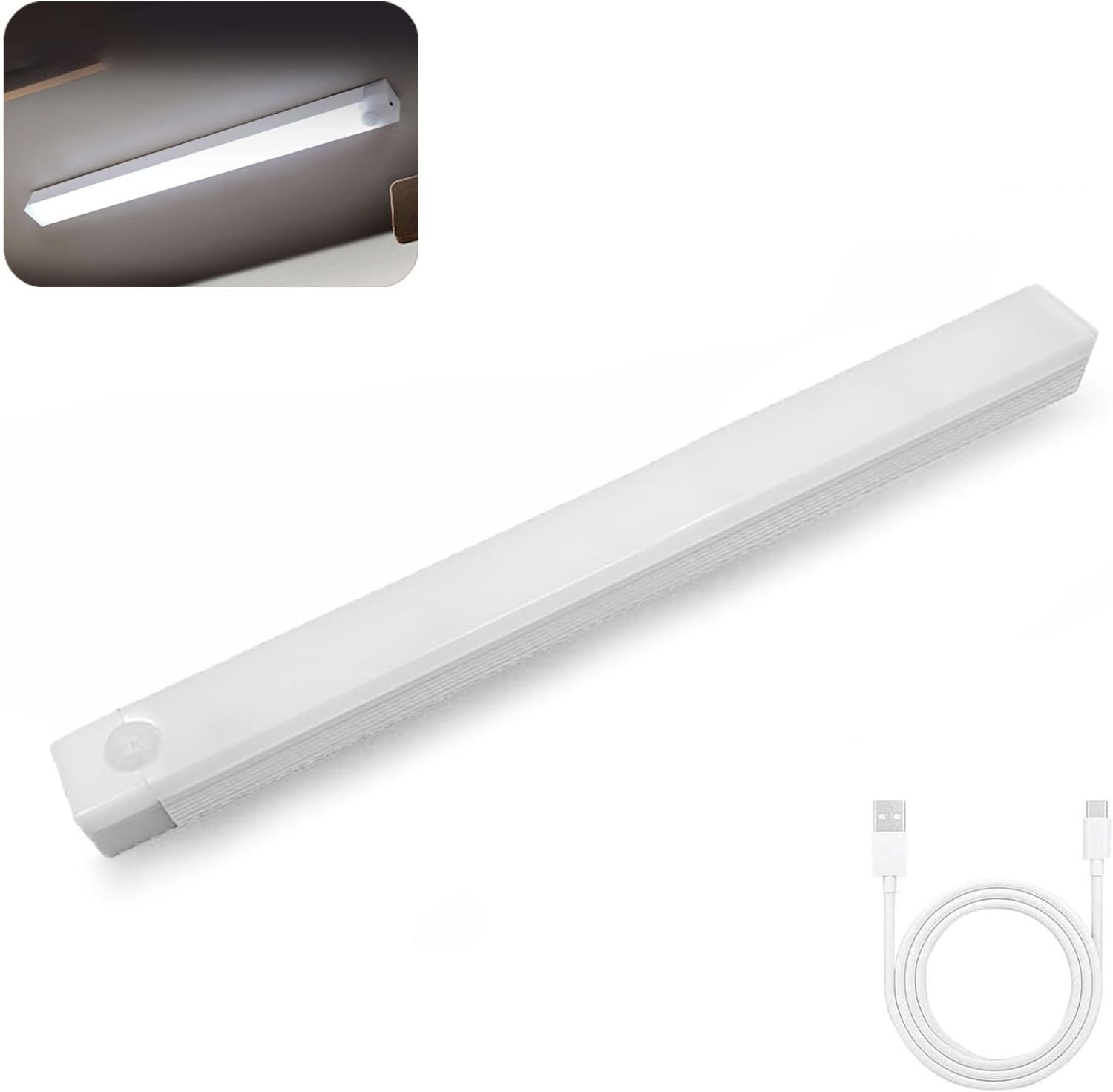 LED Motion Sensor Bars Lights - 30cm Wireless Under Cabinet Lighting, LED Closet Lights, Build in Rechargeable Battery, Stick-on Magnetic Motion Sensor Light Indoor for Kitchen, Stairway