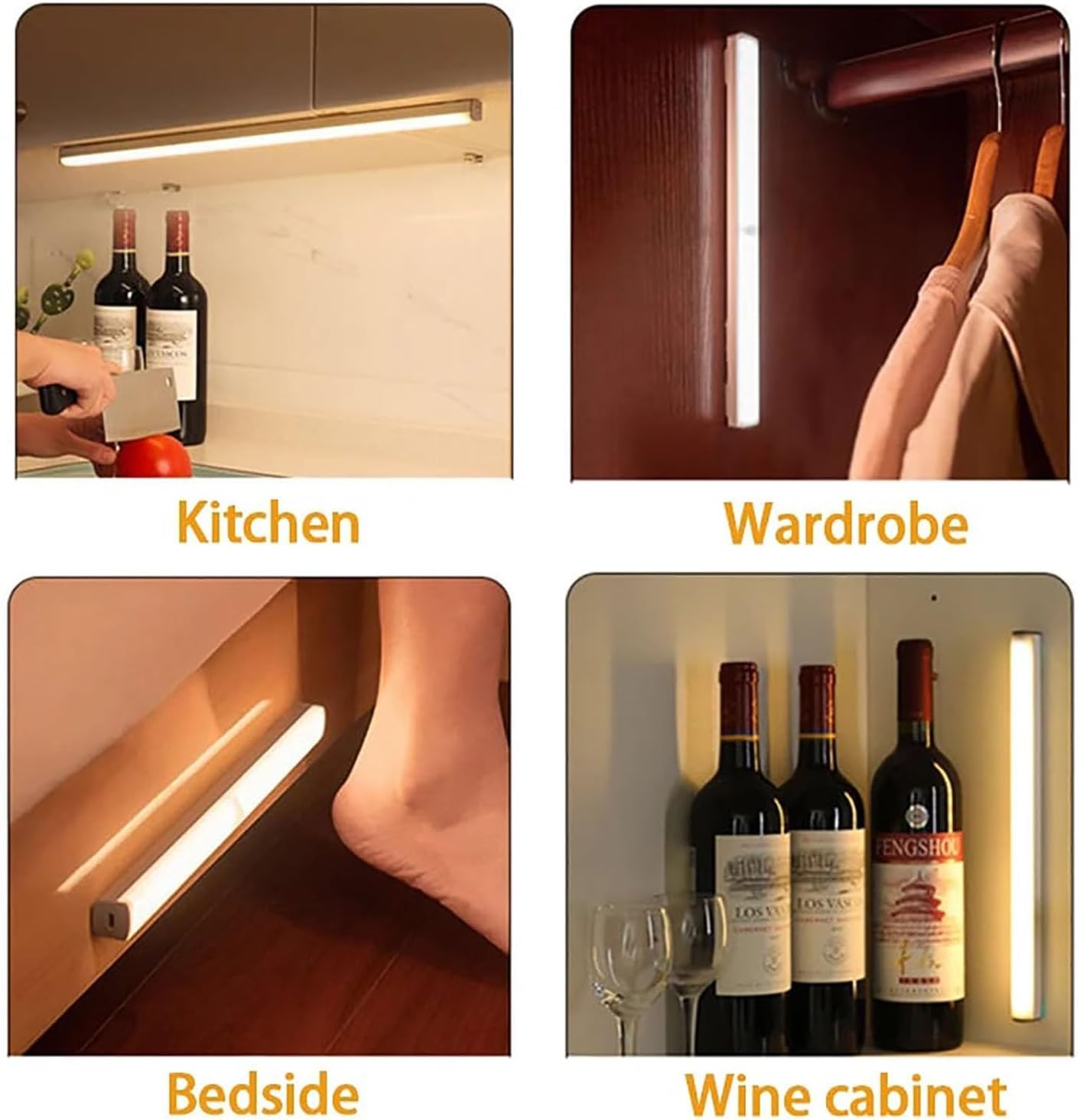 LED Motion Sensor Bars Lights - 30cm Wireless Under Cabinet Lighting, LED Closet Lights, Build in Rechargeable Battery, Stick-on Magnetic Motion Sensor Light Indoor for Kitchen, Stairway