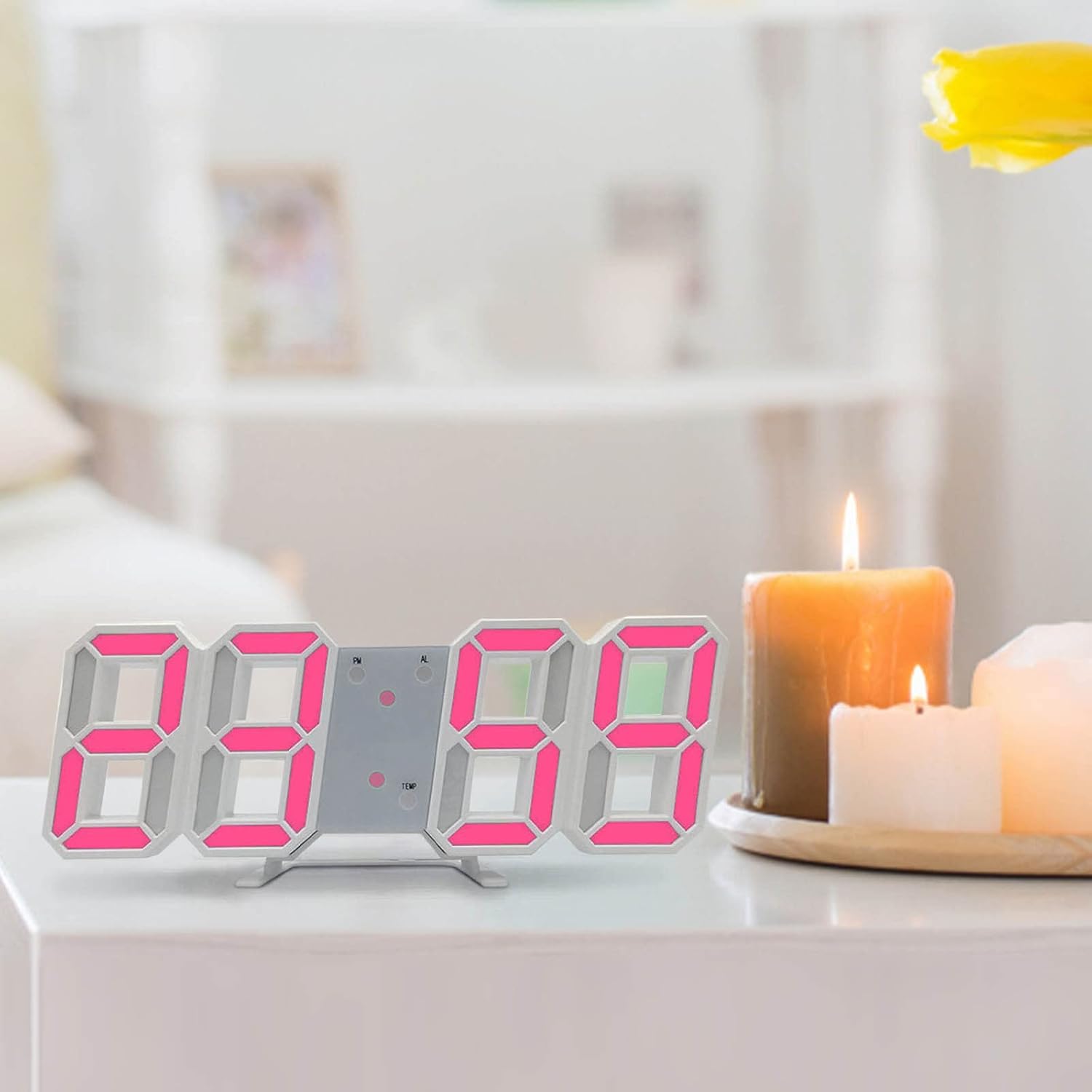 【Final Clearance】3D Digital Alarm Clock for Bedrooms, LED Desk USB Electrify Digital Wall Alarm Clock for Office Home Living Room