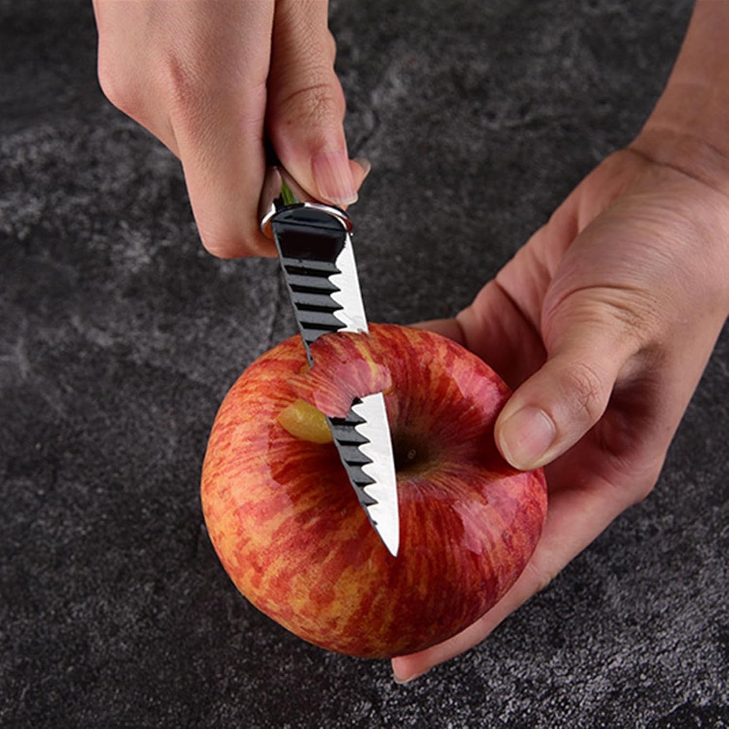 6-Piece Kitchen Knife Set, Non-Stick Coated Wavy-Grained Metal Blades, Non-Slip Ergonomic Handle, Lightweight Rustproof Sharp Chef's Knives for Home Cooking Restaurant Camping